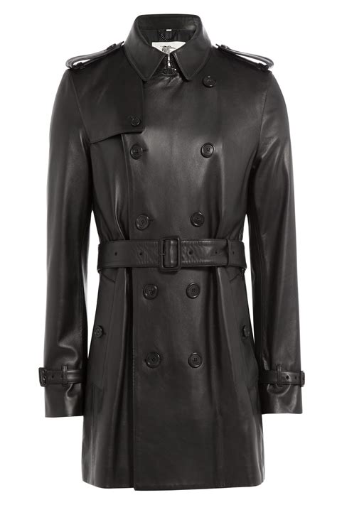 Leather Trench Jacket in Black 